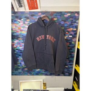 New York Graphic Hoodie Mens XL Charcoal Grey Vintage Style